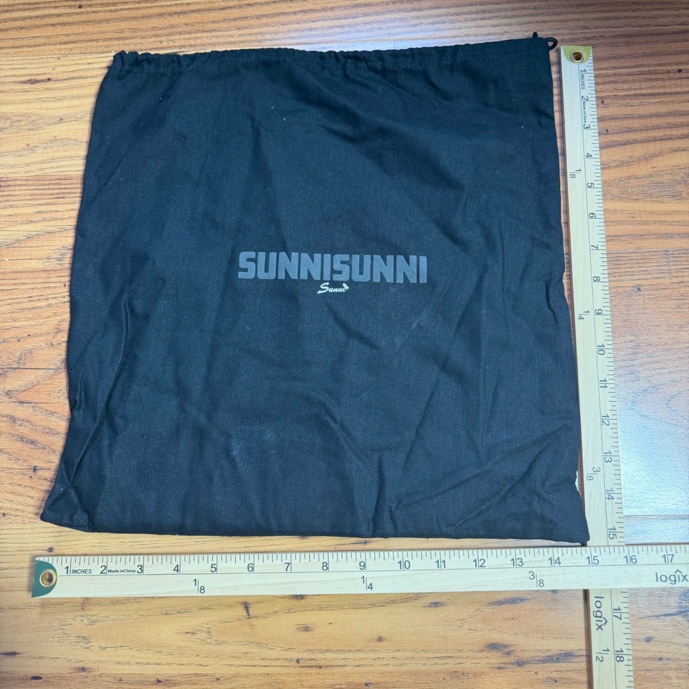 Sunni Sunni Black Canvas Logo Drawstring Shoe Dust Bag Storage Pouch 15x15